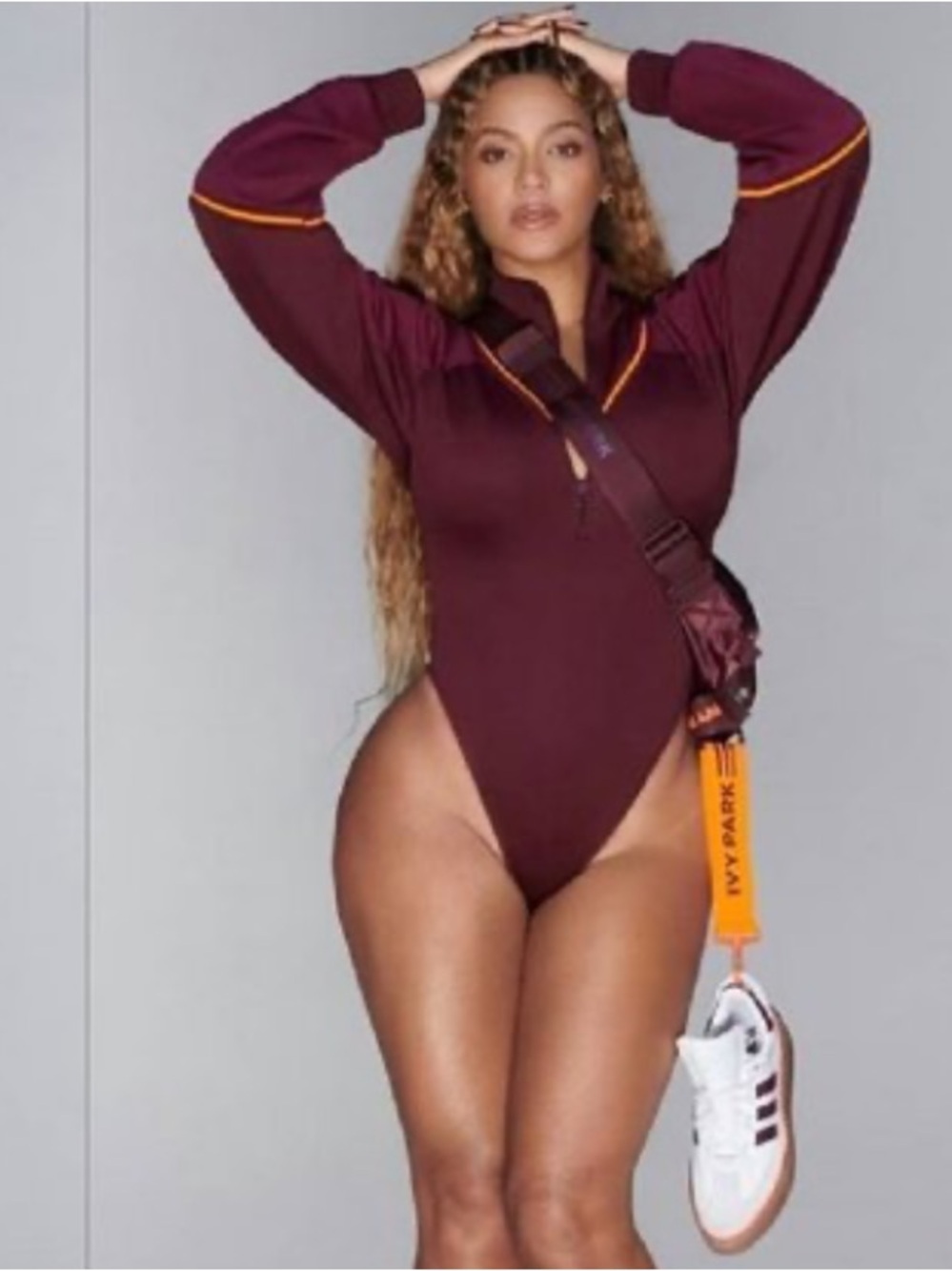 Adidas X Ivy Park Women's Burgundy Long-Sleeve Bodysuit NEW! Size Small